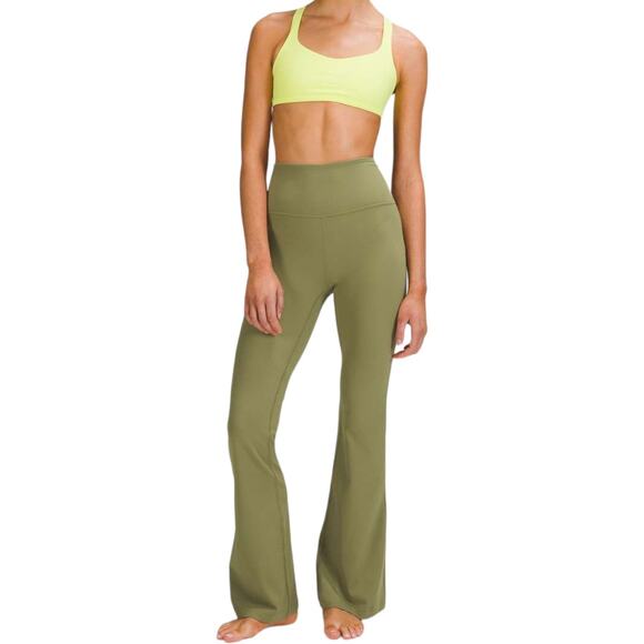 NWT Lululemon Groove Super High Rise Flared Pant Nulu Bronze Green 14 - Picture 1 of 11
